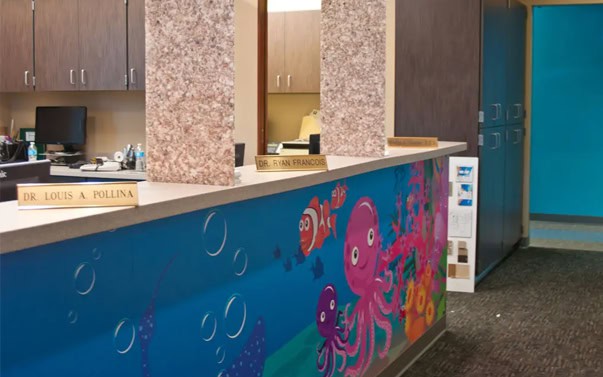 Pediatric Dental Check In Desk Ocean Mural